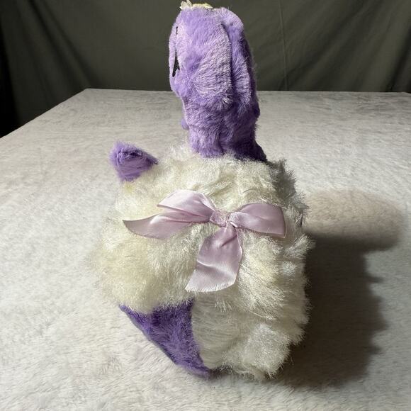 Vtg Commonwealth Toys Musical Wind Up Plush Goose Swan Purple White Works 50s - Picture 3 of 4